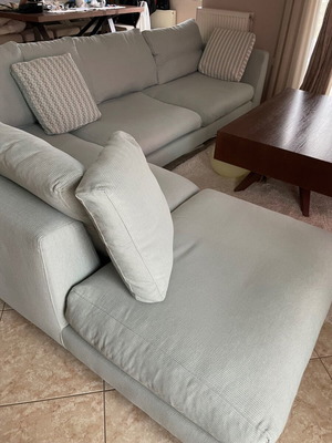 Corner down feather sofa with Karatzoglou fabric like new