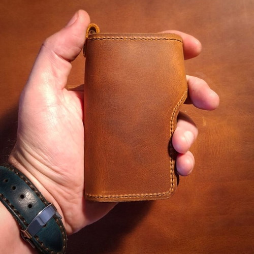 Handmade leather key wallet new, brown