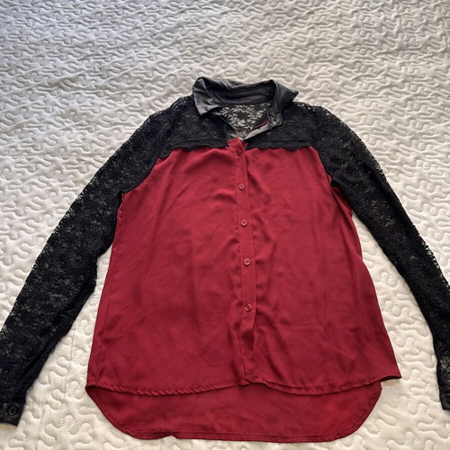 Bordeaux Shirt with Lace and Leather like new, made in Italy