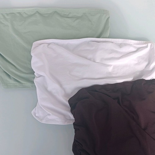 3 used Shein strapless tops brown XL, white L, green L