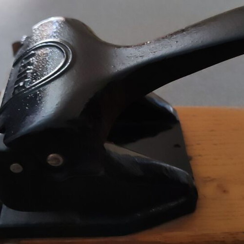 Vintage large Leitz hole punch like new with 4 old wooden stamps