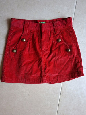 Benetton corduroy cotton skirt like new, red, for 8-10 years old
