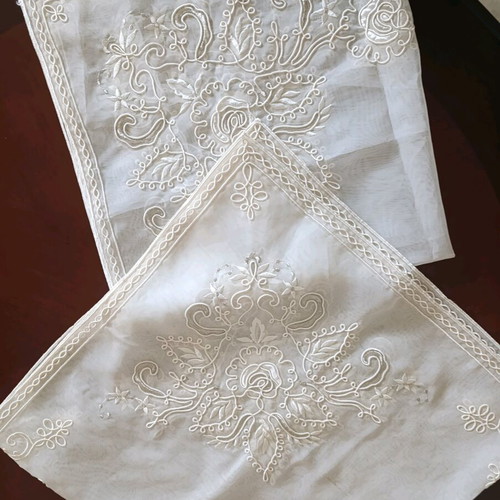 Tablecloth and silk chiffon square embossed floss embroidery new