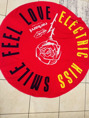 Cacharel Parfums Round Beach Towel like new, red with design