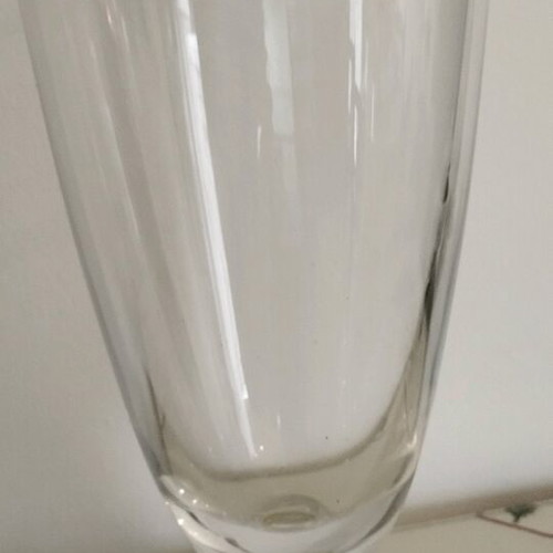 Glass vase 32.5 cm high, round, heavy