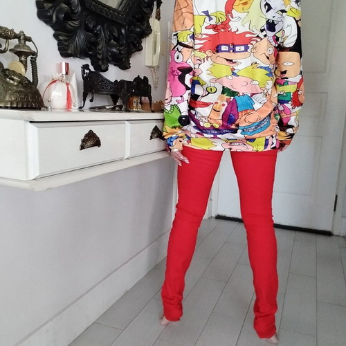 Long-sleeve sweatshirt multicolor like new, size L (fits S/L)