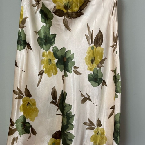 Satin skirt like new cream with earthy tone floral print
