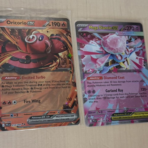 Pokemon Oricorio ex and Mega Diancie ex Phantasmal Flames cards