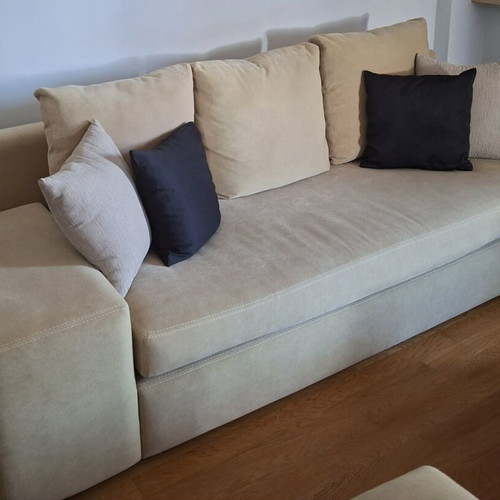 Sofa and recliner with water-resistant fabric