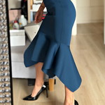 Asos peplum dress, dark blue, neoprene, XS