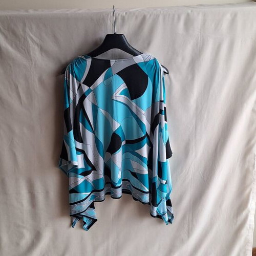 Michael Kors Cold Shoulder Blouse Top XS/S like new, turquoise geometric