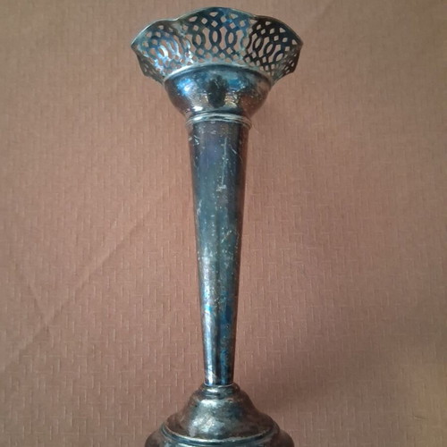 Silver-plated candlestick used, height 21 cm