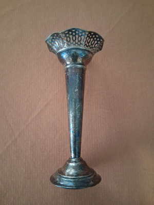 Silver-plated candlestick used, height 21 cm