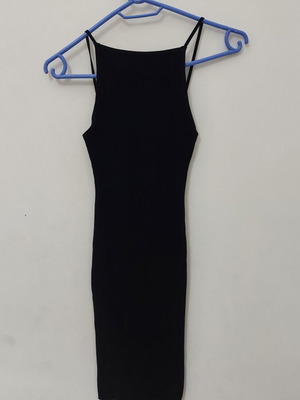Bershka mini dress black, used, size XS with repaired strap