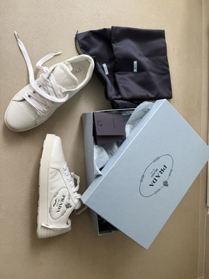 Prada women's white sneakers new, size 39, athletic style