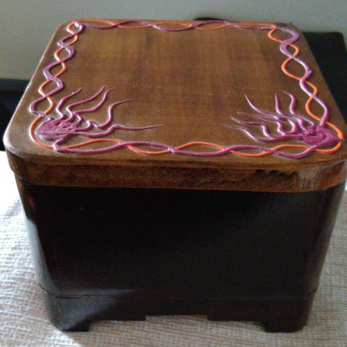 Handmade wooden box with Balkan fir relief details like new