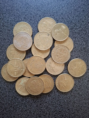100 Drachma coins used, pack of 21, Alexander the Great & commemorative