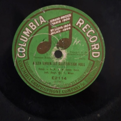 Columbia Graphophone Company 78 RPM Record used, historic 113 years old