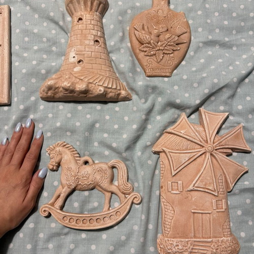 Set of 7 Handmade Vintage Clay Wall Decorations, Island Style