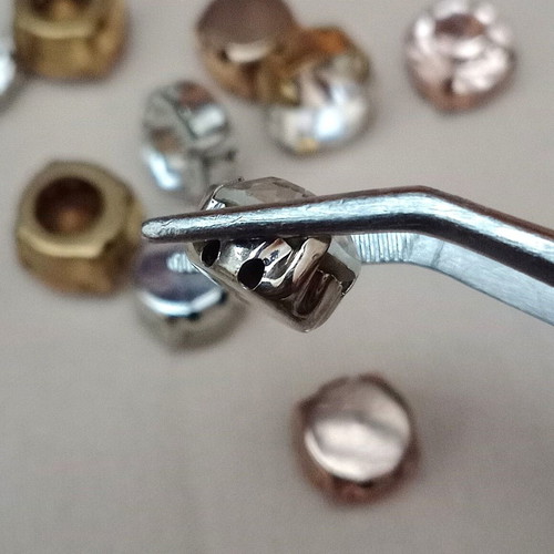 Glass rhinestones on metal base like new for sewing