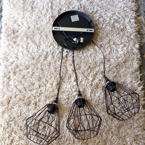 Industrial black three-light ceiling pendant lamp like new