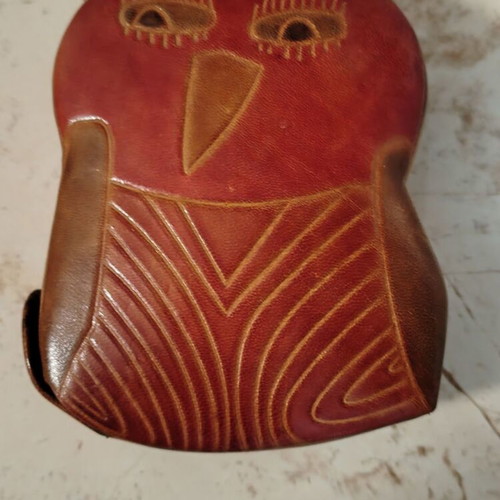 Leather ethnic piggy bank new with side door