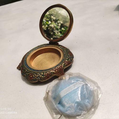 Vintage jewelry box and powder case used set