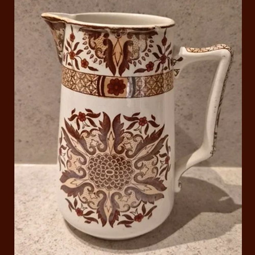 Société Céramique Maastricht antique earthenware pitcher with gold lustre