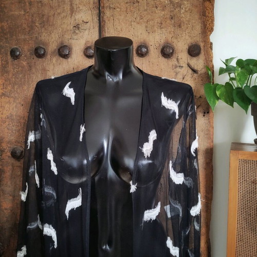 Sheer black vintage top with embroidery, like new