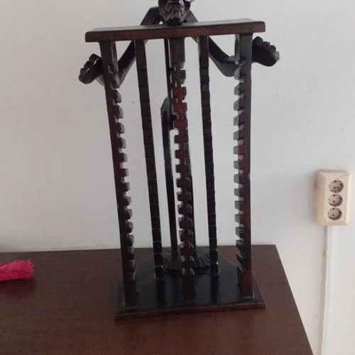 Vintage wooden hand-carved CD and DVD holder like new