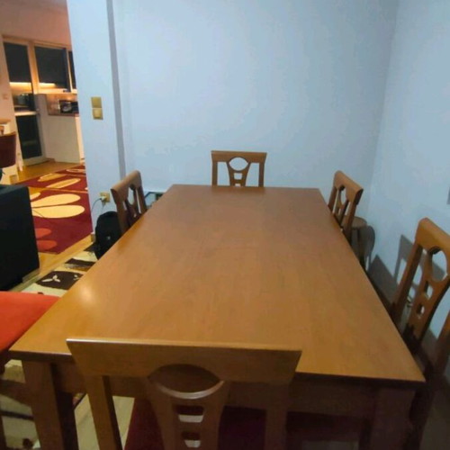 Dining set with extendable table 160x90 +50cm and 6 chairs like new