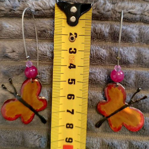 Butterfly earrings like new, orange and gold colors