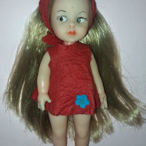 Vintage Greek doll 70s used, style Kehagia, 22 cm tall