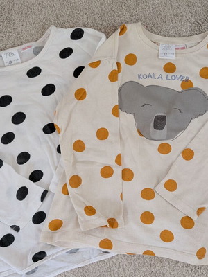 Zara μακρυμάνικες μπλούζες για κορίτσι με πουά και σχέδιο κοάλα, σετ 2