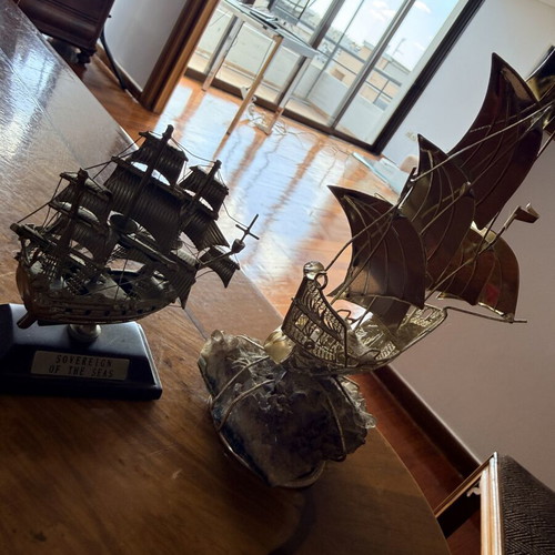 Set of 2 Vintage Metal Sailing Ships – Gioielli N.F.C. Firenze & Sovereign of the Seas
