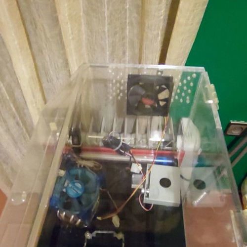 Computer case used plexiglass with fans and lighting