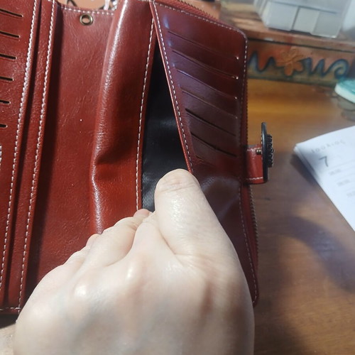 Wallet large, like new, burgundy faux leather with many compartments