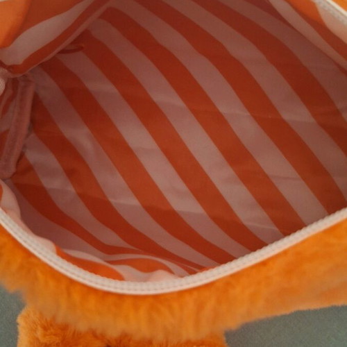 Sephora Collection Faux Fur Toiletry Bag with Scrunchie, New, Orange