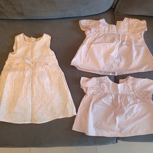 Benetton pink dress and 2 Zara tops set for baby girl