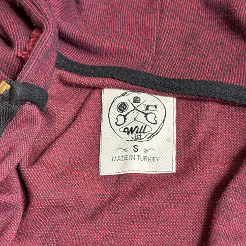 Will men's hoodie jacket size S like new, burgundy