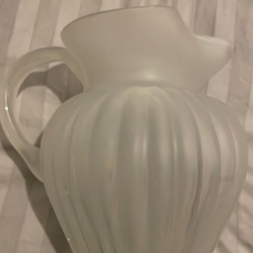 Fine Avesus Crystal pitcher like new with matte finish and vertical ribs