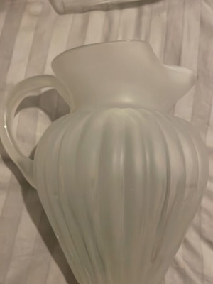 Fine Avesus Crystal pitcher like new with matte finish and vertical ribs