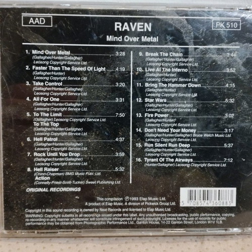 Raven Mind Over Metal CD used, rock