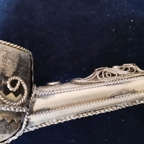 Collectible pipe used, handmade wooden with silver decoration