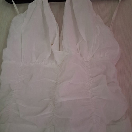 White summer dress holter neck with embroidery, like new, size M