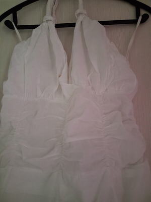 White summer dress holter neck with embroidery, like new, size M