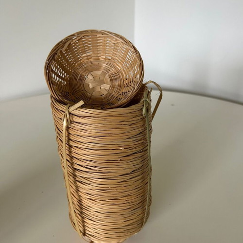Set of 100 round wicker baskets, 12 cm
