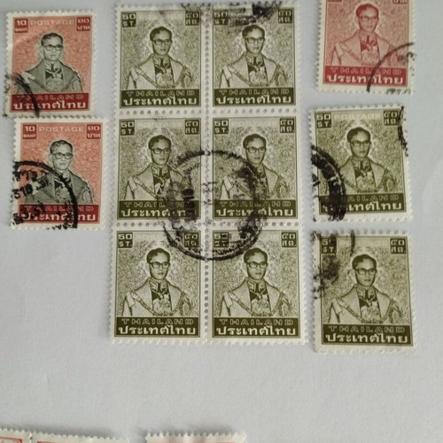 Stamps used from Thailand, set of 21 pieces