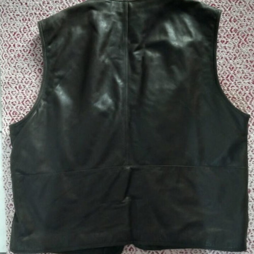 Unisex leather vest used, dark brown, XXL