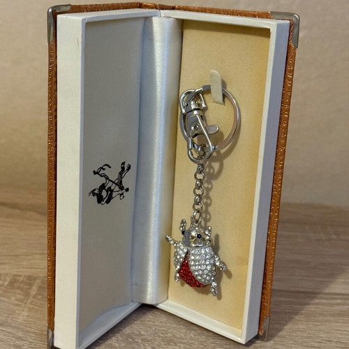 Pierrot Ladybug Keychain with Rhinestones like new, red